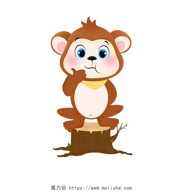 猴子 猴子树桩 动物世界乐园猴子元素